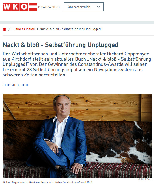 wko, gappmayer, business inside, selbstfuehrung unplugged, neues buch, bestseller